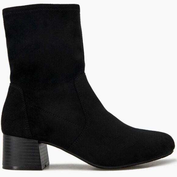 Kenneth Cole Reaction Raleigh Block Heel Ankle Bootie Black Faux Suede 7.5 - Picture 1 of 9